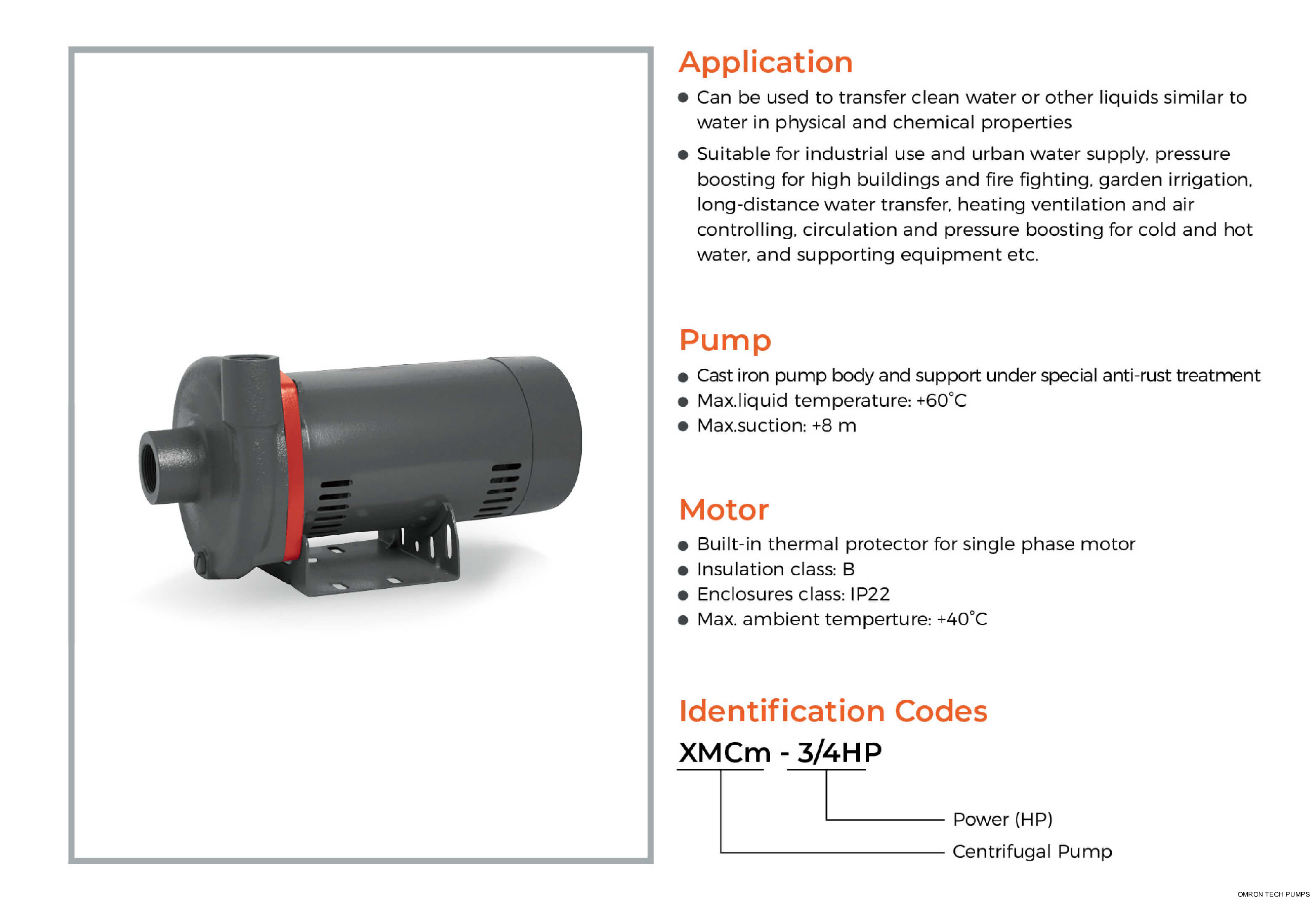 60HZ XMCm Centrifugal Pump Features