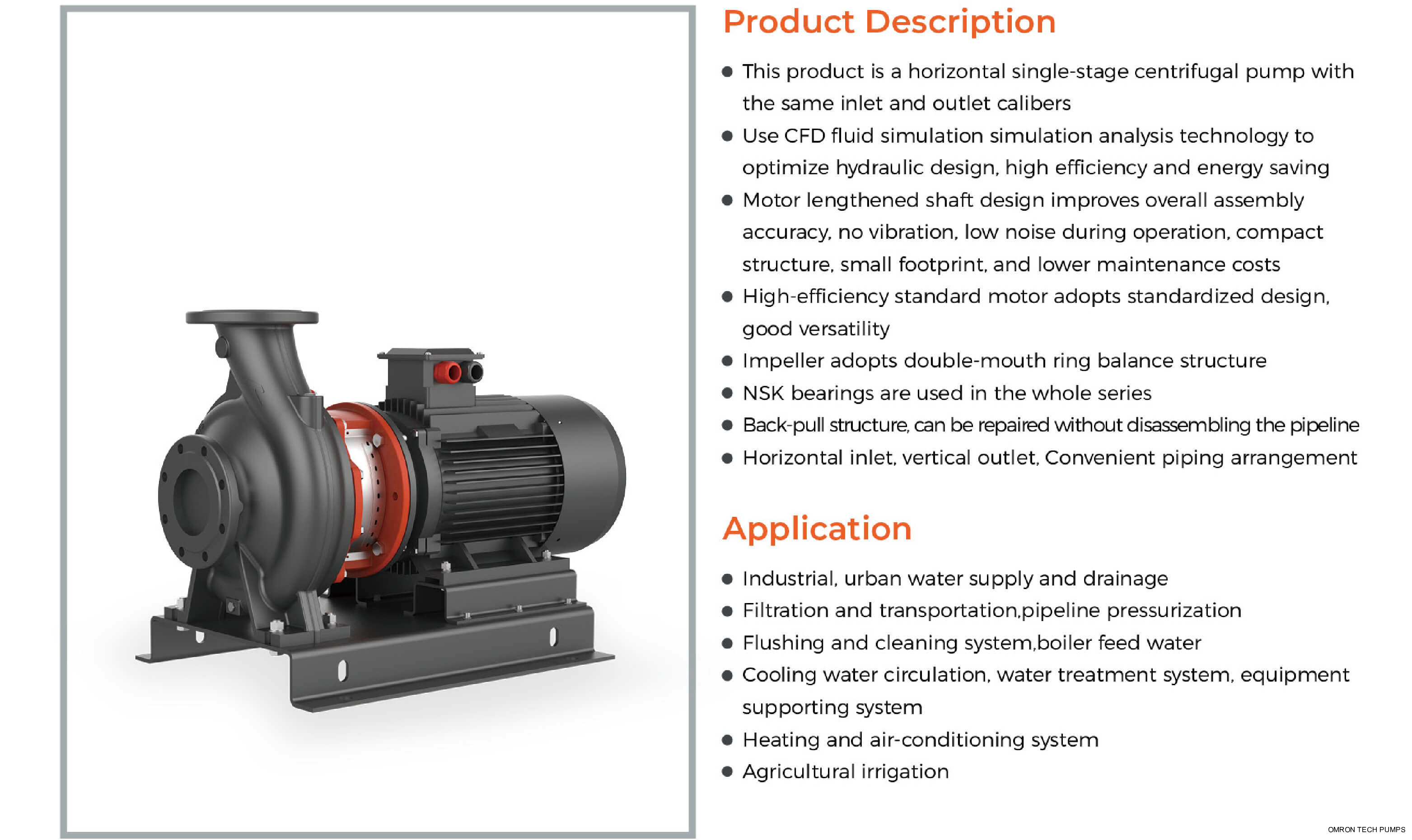 XSTP Horizontal Single-stage Centrifugal Pump Features